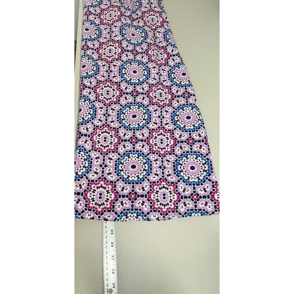LOFT Linen Blend Mosaic Midi Wrap Skirt Womens Size 14 Violet Event Cottage - Picture 10 of 12